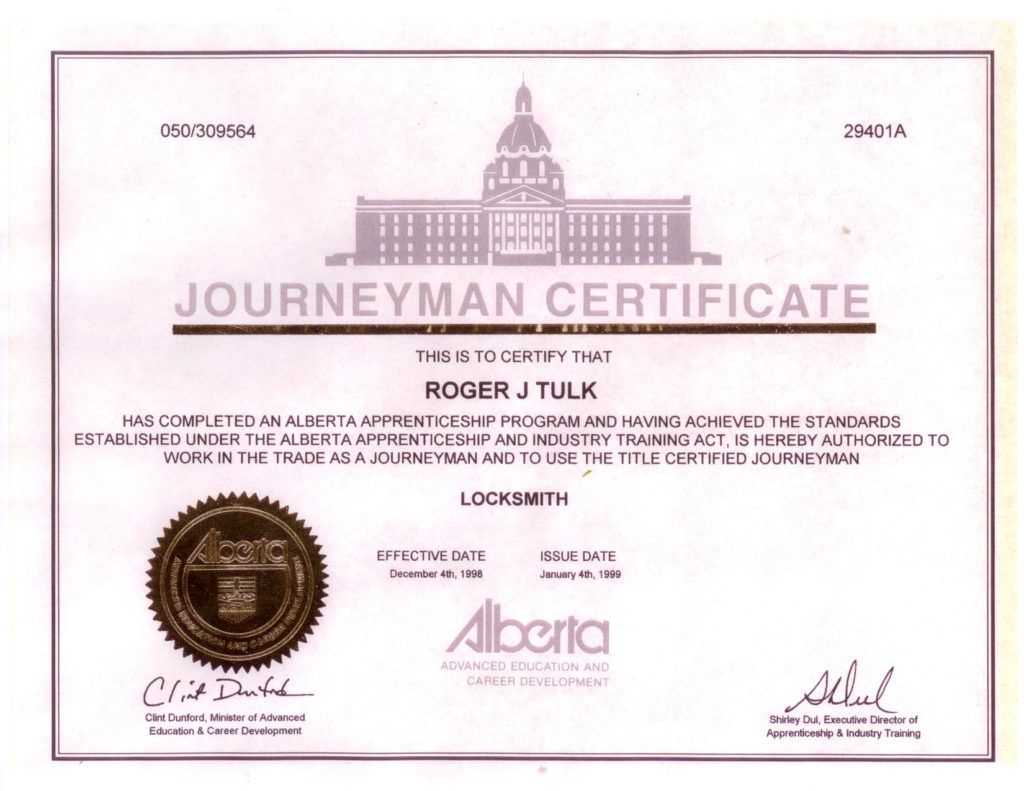 diploma of Roger J. Tulk