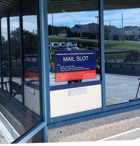 mail slot in a window